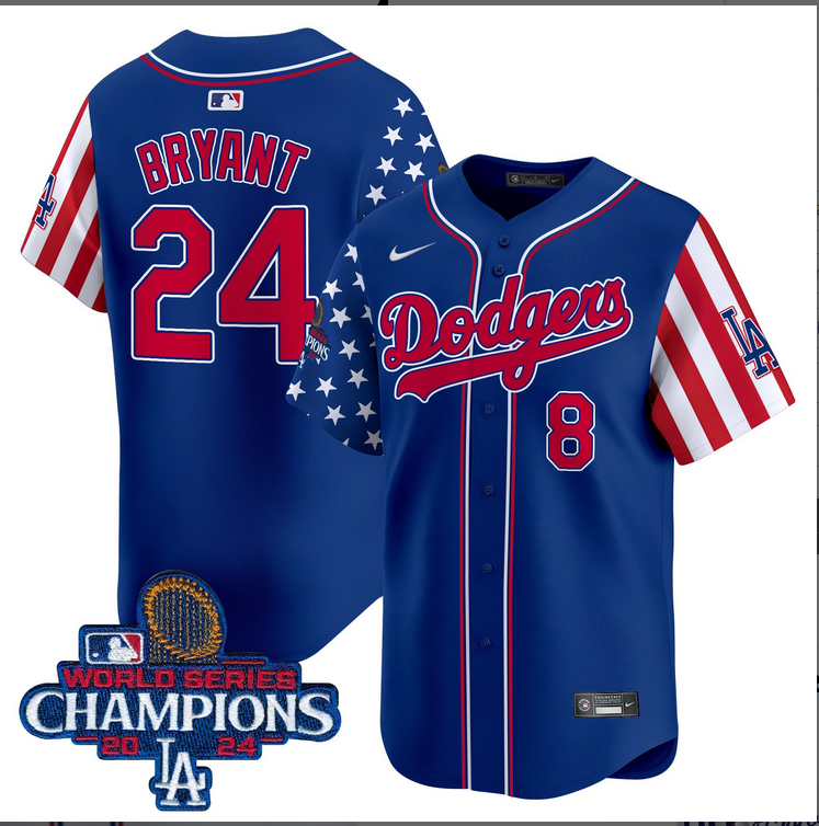 Men MLB Los Angeles Dodgers #24 Bryant American Style blue 2024 World Series Champions  Limited Jersey